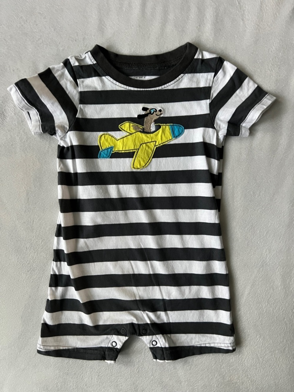 Carter's Black and White Striped Onesie with Contrast Collar
